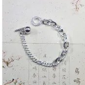 【家家銀飾手工坊】925純銀時尚百搭流行手鍊(T扣引領時尚有球必應手鍊)