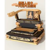 名師 仇炳烽司 承製 黑檀入檜木2 一尺托尺三 高品質 茄苳入 新府城宴王佛具風水藝品 工藝絕對 托椅 仿托椅