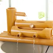 【循環流水】竹子流水器 魚缸造景裝飾 魚池假山流水擺件 水循環擺飾 魚缸擺飾