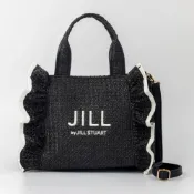 (店+)【JILL by JILL STUART】【日本直送】品牌誌附錄包 黑色仿拉菲草荷葉邊兩用包 櫻花妹人手一隻