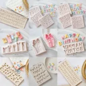 生日快樂字母數字矽膠模具 DIY 工藝果凍巧克力模具