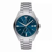 大高雄鐘錶城 EMPORIO ARMANI 亞曼尼 Claudio系列 AR11541 海洋藍經典LOGO手錶 海洋藍面 43MM｜樂天領券現折★全館特惠中★指定刷卡回饋10%