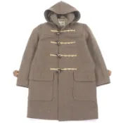 【DOKODEMO】N.HOOLYWOOD Gloverall 訂製款牛角扣連帽粗呢大衣，ブラウン，美國尺寸 36/歐盟尺寸 46，英國製造，正品，男士，成色極佳