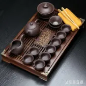 挪威的森林 【最低價】【公司貨】泡茶組 宣瓷整套紫砂功夫茶具套裝家用小茶盤抽屜式茶臺茶海 BT7411