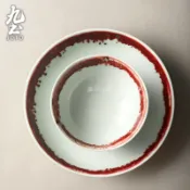 九土復古創意陶瓷餐具碗盤復古碗盤一人食餐具創意陶瓷餃子涼菜盤家用餐具中式深盤子居家米飯碗創意陶瓷餐具組深盤CJR0495