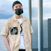 【客製化禮物】  西陣織開襟mix工裝風襯衫~摩卡棕色男生版