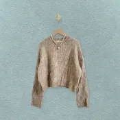 *♡*正韓on.off/淺駝色/短版簡約針織毛衣/M-小L/近新/二手衣《Anna的百寶箱》