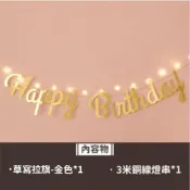 (店+)12H快速出貨 (氣球快易送)  生日字母拉旗+3米燈  燙金 派對佈置 生日快樂拉旗 生日拉旗 三角旗 週歲佈置 DIY