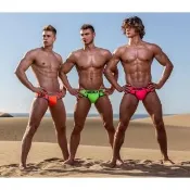 【ADDICTED】NEON COCKRING SWIMDERWEAR 螢光三角泳內褲 囊袋提環三角泳褲(AD917 西班牙製)