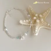 Butter Room 🧈 海星珍珠碎銀子手鍊 （銀） 台灣出貨免運 水晶 珍珠手鍊 渡假 夏日 海邊 海星手鍊