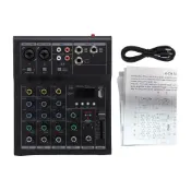 4 通道迷你混音器 DJ 混音板帶 BT MP3 USB 48V 幻象電源內置吉他放大器,用於卡拉 OK 家庭工作室錄音