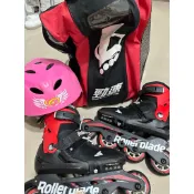 二手義大利品排 Rollerblade Microblade 兒童直排輪勁2到4-5年級穿 速直排輪 包+贈安全帽