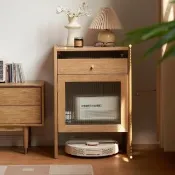【RICHOME】維莎原木掃拖機器人收納櫃(收納邊櫃 邊桌 實木邊櫃 W01K01)