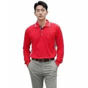 【遊遍天下】MIT台灣製男款抗UV吸濕排汗機能長袖POLO衫 紅色(M-5L 大尺碼)