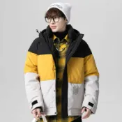 真 羽絨90%白鴨絨 羽絨外套鴨絨夾克-短款連帽拼色保暖男外套4色73zh23【獨家進口】【米蘭精品】