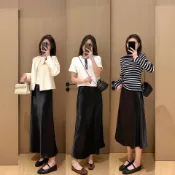 夏款 DN鎏金裙！雙版本高密光感緞面松緊腰魚尾裙高腰氣質半身裙#Hi, 貼心優衣家居#