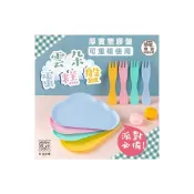 (店+)雲朵造型 蛋糕盤 一次性 圓叉組 刀叉盤 免洗餐具 紙盤叉組 小叉子 盤叉組 免洗 餐盤 盤子 慶生盤子