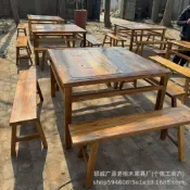 (店+)老榆木八仙桌茶桌復古四方桌椅定民宿家用茶桌劈柴院飯桌方餐桌
