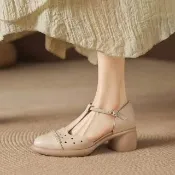 【WYPEX】柔軟T字粗跟涼鞋女鞋瑪莉珍鞋