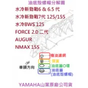山葉 原廠 水冷 勁戰 6代 7代 FORCE 2.0 水冷B 油底殼螺帽 油底殼螺絲 機油濾網 彈簧 油底蓋O環護油圈