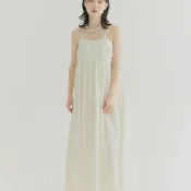 SEQUI HIBI 泡泡細格露背後綁帶洋裝－淺米色