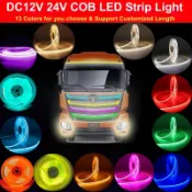Dc12v DC24V COB LED 燈條 5m 6m 8m 10m 12m 作為汽車卡車巴士摩托車運行警告裝飾燈(1