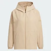 【adidas 愛迪達】外套 女 運動連帽外套 鋪棉外套 MT ALL DAY JKT 奶茶 JM8813