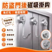 可旋轉磁吸掛鈎強力免打孔防盜門後掛鈎磁鐵鈎冰箱熱水器強磁吸鈎