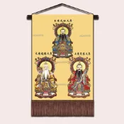 熱賣#開光三清祖師畫像道祖天尊神像掛畫水陸道場卷軸畫居家道教供奉絲綢畫