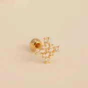 18K金鑽石拼圖十字耳環 18K Gold Diamond Puzzle Cross Barbell