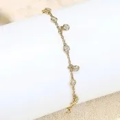 海斯珠寶 18K金天然鑽石手鍊 F/VVS1 流蘇垂墜包鑲鑽石設計 輕奢優雅 日常百搭 高級珠寶 疊戴款