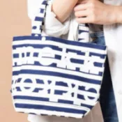 正品 芬蘭 marimekko 二手 棉質帆布托特包 手提包 小包包 深藍白條紋