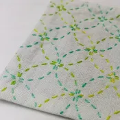 綠色刺子繡幾何杯墊 手工刺繡布藝藝術