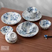 日本輕復古簡約日式青花碗盤碟套裝 家用組合餐具 16頭套裝 家庭瓷器 日式餐具套裝