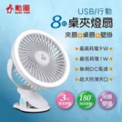 【勳風】 8吋DC桌夾壁掛燈扇/氣氛燈 風扇/USB可外接行動電源小風扇 停電應急小風扇(HFB-S0660)