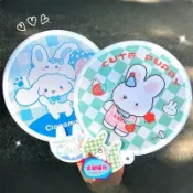 客製化 扇子 可摺疊團扇定製logo印製宣傳標語圓形絹布卡通可愛禮品扇子伴手禮 逗豬訂製