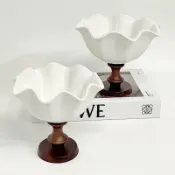「🌟臺灣出貨」佛手柑托盤水培花器花瓶陶瓷木質中式器皿香櫞古風花盤養佛手擺