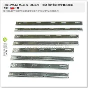 【工具屋】*含稅* 川湖 3M51A 450mm~600mm 三截式自走收回靜音鋼珠滑軌 可拆 抽屜 櫥櫃 傢俱 台灣製