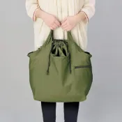 (店+)【motteru】日本MOTTERU 可折疊肩揹手提萬用束口購物袋-25L-多色可選