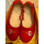TOD’S正紅色麂皮平底豆豆鞋39號