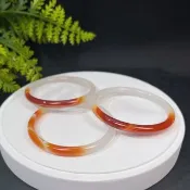 紅白瑪瑙手鐲53MM 冰潤起瑩光仙女條玉髓手環 半山半水 單支起售