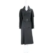 BURBERRY 巴寶莉  Gabardine 華達呢長款雙排鈕風衣(灰綠色)