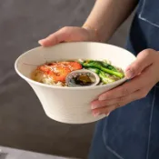 喜挖2店 【釉下彩安心奶油拉絲大湯碗家用2025新款高顏值陶瓷湯麵碗大號