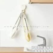(店+)矽膠耐熱食物夾 有掛耳食物夾 小手掌食物夾子 烤肉夾 防燙食物夾 麵包夾子 米色ins風夾子