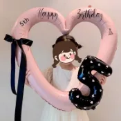 40英寸粉色心形鋁箔氣球生日派對氣球女孩空心結心形氣球婚禮嬰兒淋浴道具