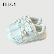 IELGY 2026 女鞋圓頭軟底白色平底學生運動鞋女