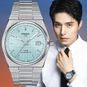 【TISSOT 天梭】PRX系列 復古風酒桶型紳士機械錶-40mm/冰川藍(T1374071135100)