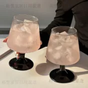 🔥臺灣出貨🔥高腳玻璃杯 高顏值水杯 果汁氣泡水杯 微醺調酒雞尾酒杯子 香檳酒ins玻璃公主葡萄酒家用馬克杯 小眾杯子