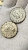 英屬南非2先令銀幣英屬南非1952 年喬治六世2先令銀幣1954 年伊麗莎白女王2先令銀幣，南非銀幣，每枚11.3克