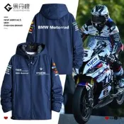 寶馬Bmw磨脫車連帽夾克重機車愛好者騎行服春秋款外套衣服沖鋒衣